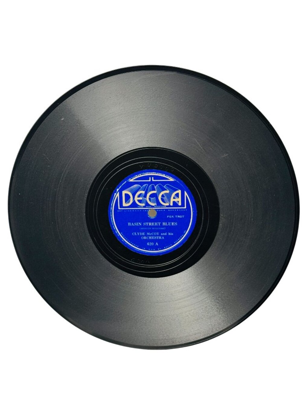 Clyde McCoy Basin Street Blues 10 Inch Shellac Record 78 RPM Decca 620